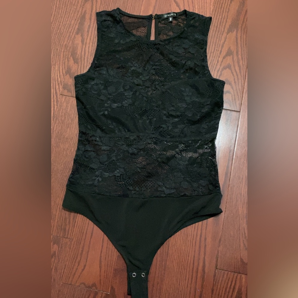Dynamite Black Lace Sleeveless Bodysuit